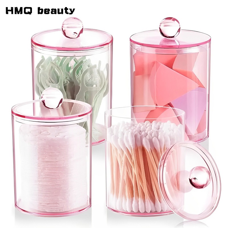 Beauty Makeup Organizer - 투명 목화 면봉 보관 상자 휴대용
