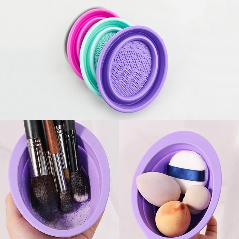 Beauty Makeup Organizer - 부드러운 실리콘 메이크업 브러쉬 클리너 접이식