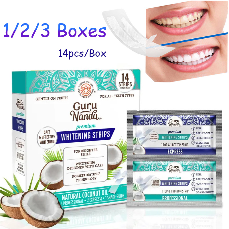 Teeth Whitening Strips - 14개/박스 코코넛 오일 치아 미백 스트립,